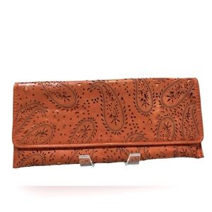 Long‎ Orange Paisley Print Clutch HandBag